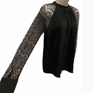 Lace Long Sleeve Black Top